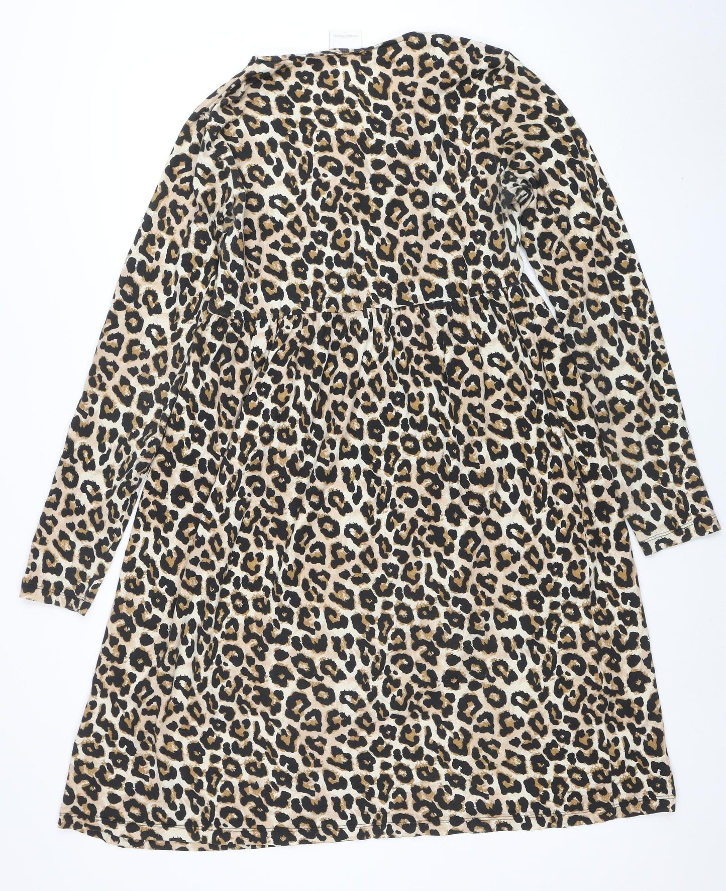 Mamalicious Women’s Beige Leopard Print Maternity Bodycon Dress L