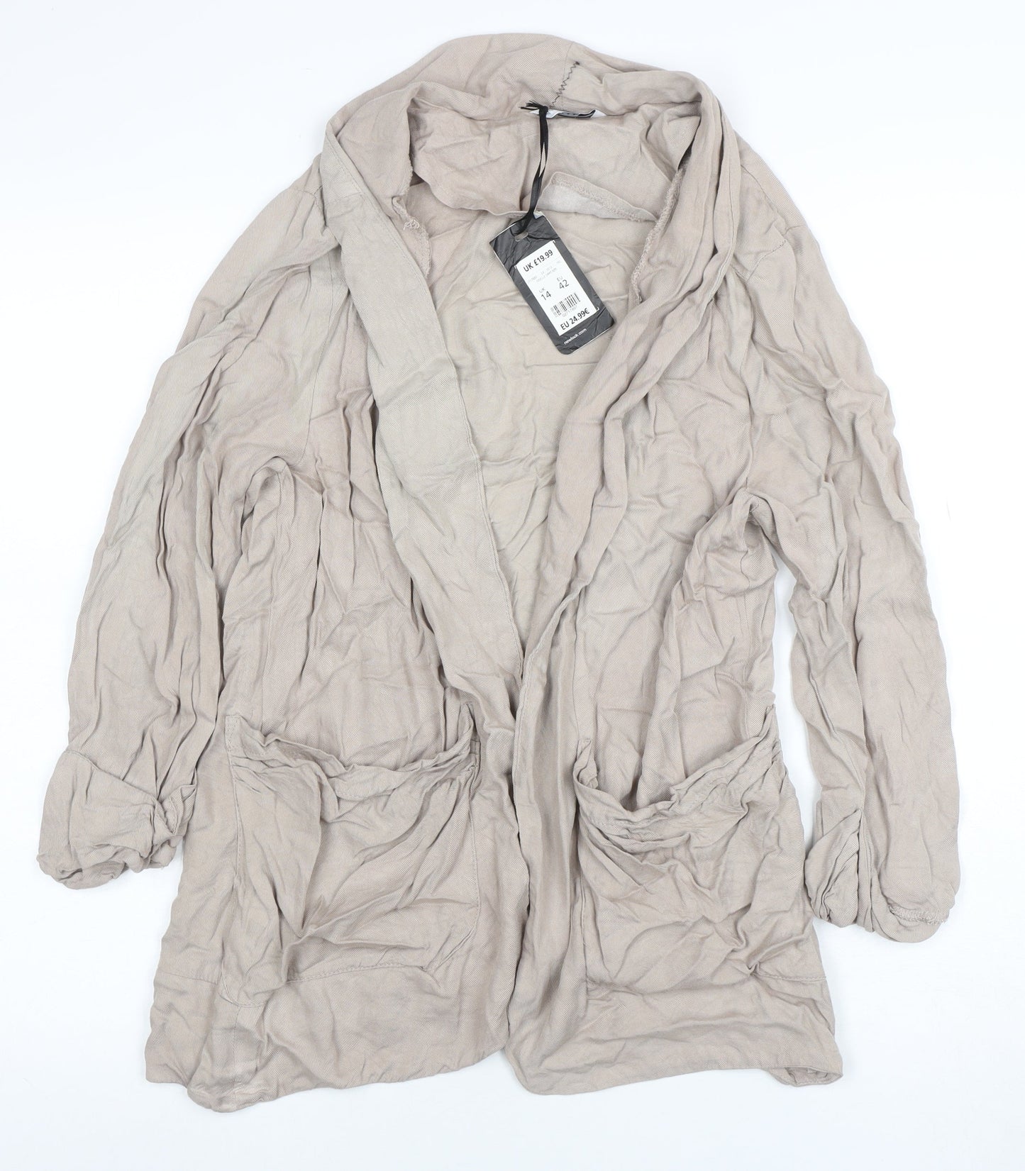 New Look Women’s Beige Long Sleeve Viscose Relaxed Blazer UK 14
