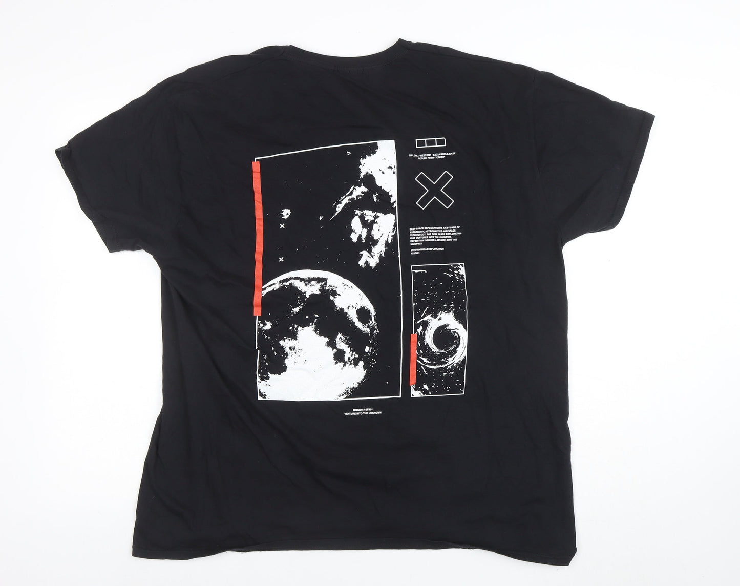 BoohooMAN Men's Black Space Graphic Print T-Shirt Size L