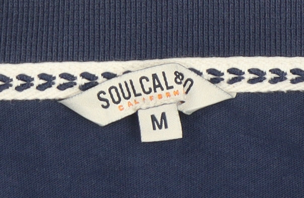 SoulCal & Co Navy Blue Cotton Men's Polo Shirt Size M Classic Fit