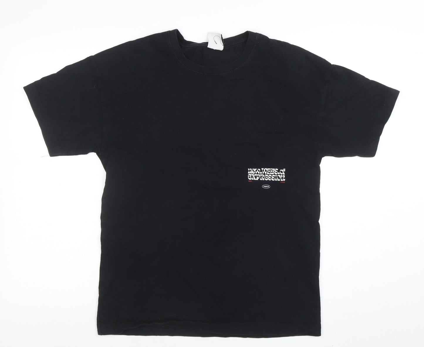 Zara Men's Black Graphic Print Short Sleeve Cotton T-Shirt Size S