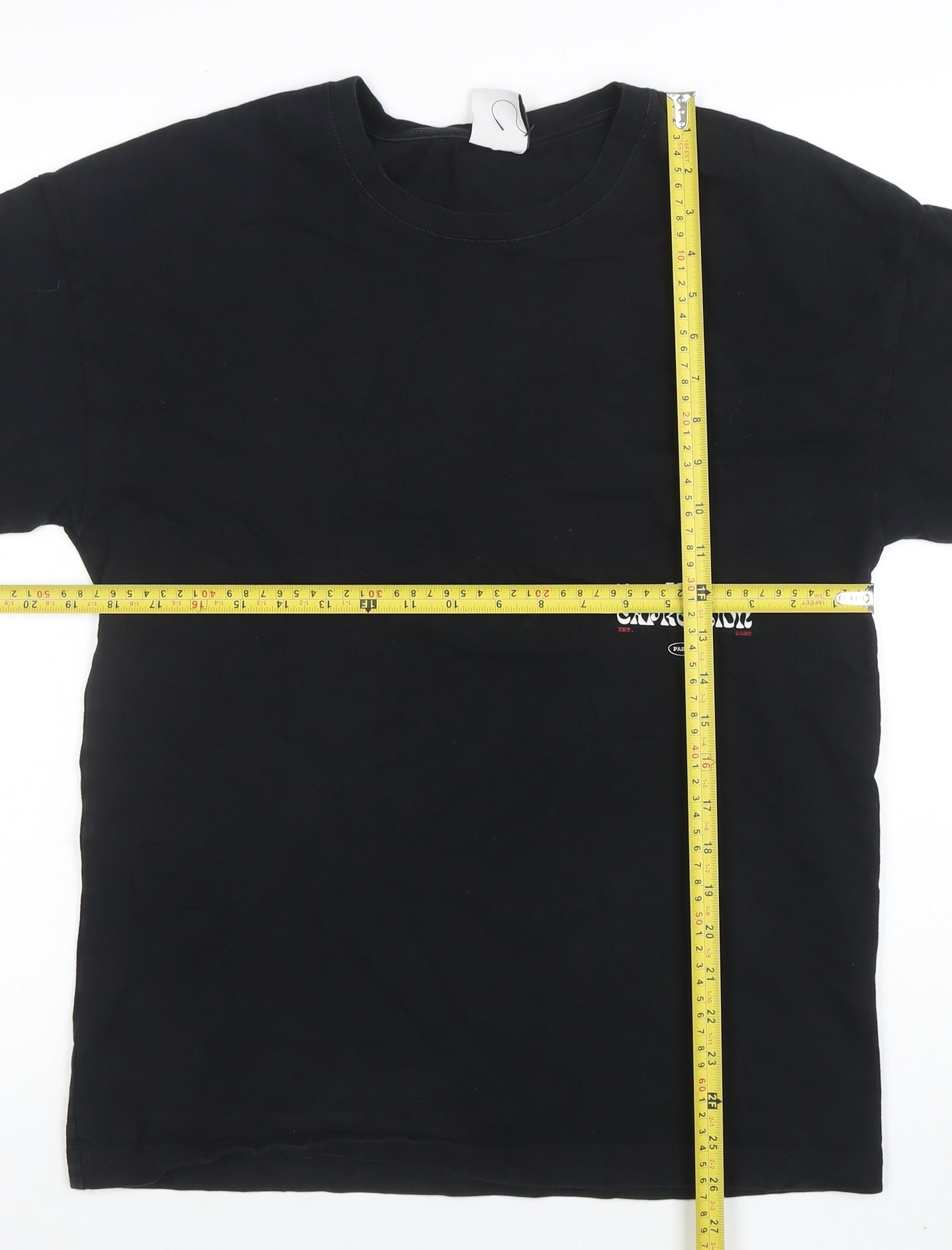 Zara Men's Black Graphic Print Short Sleeve Cotton T-Shirt Size S