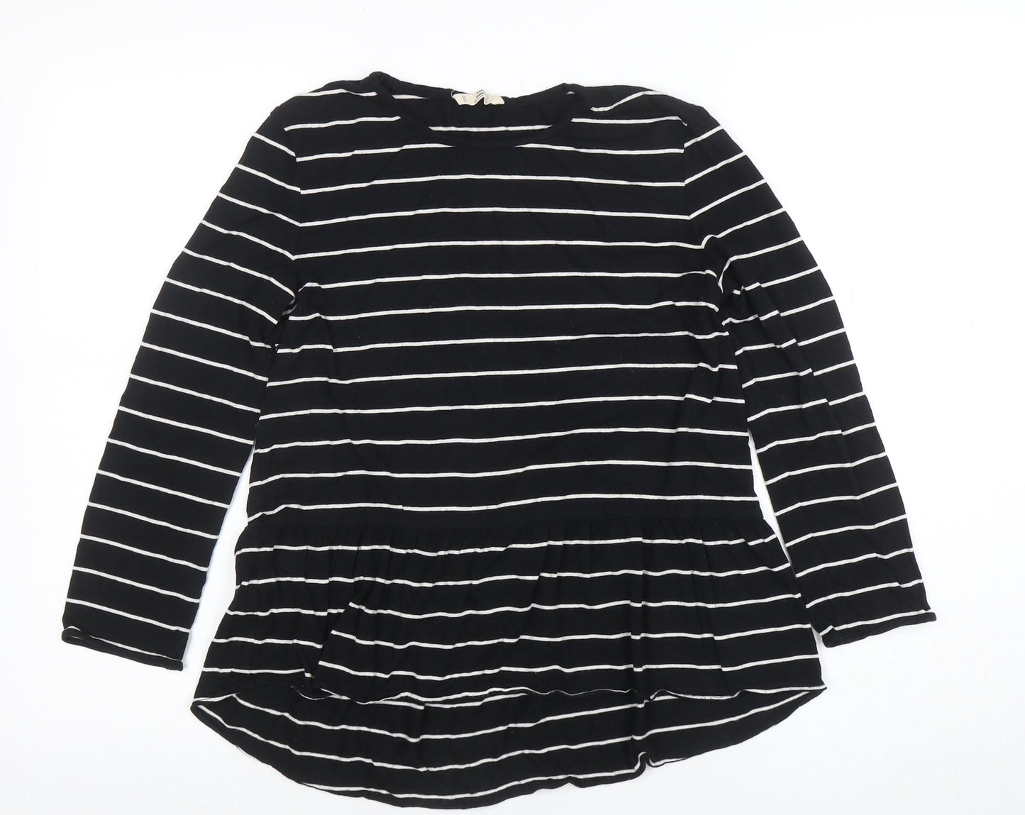 MNG Women Black Striped Long Sleeve Tunic Blouse Size M