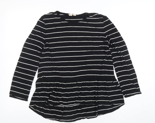 MNG Women Black Striped Long Sleeve Tunic Blouse Size M