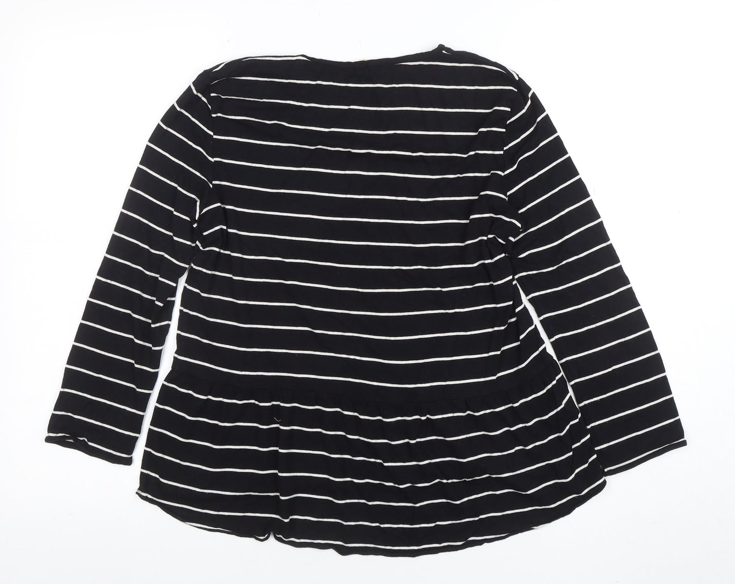 MNG Women Black Striped Long Sleeve Tunic Blouse Size M