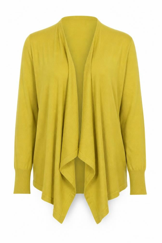 Next Women Yellow V-Neck Open Knit Long Sleeve Cardigan Size 10