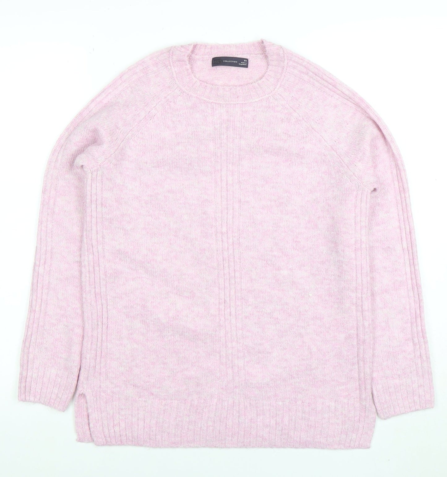 Marks and Spencer Women Pink Crew Neck Long Sleeve Jumper XS