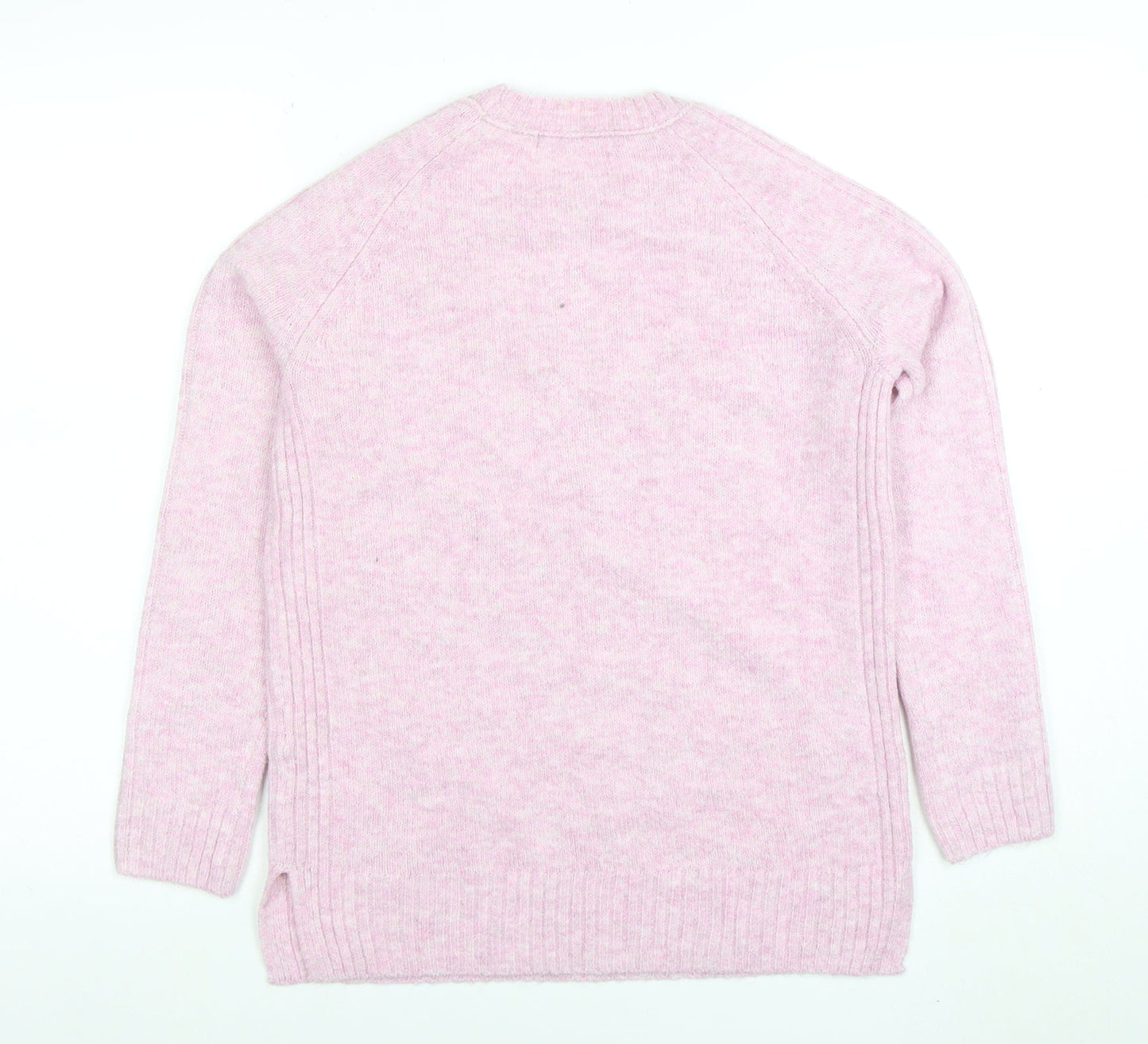 Marks and Spencer Women Pink Crew Neck Long Sleeve Jumper XS