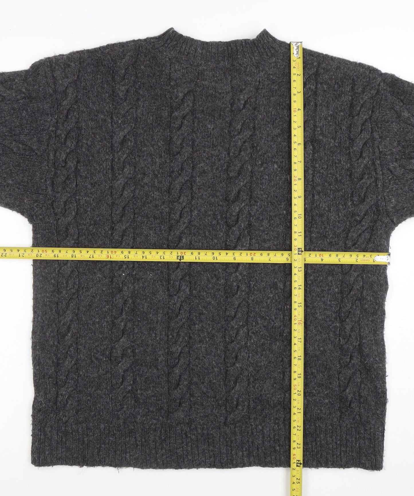Collusion Women’s Grey Cable-Knit Crew Neck Jumper XS