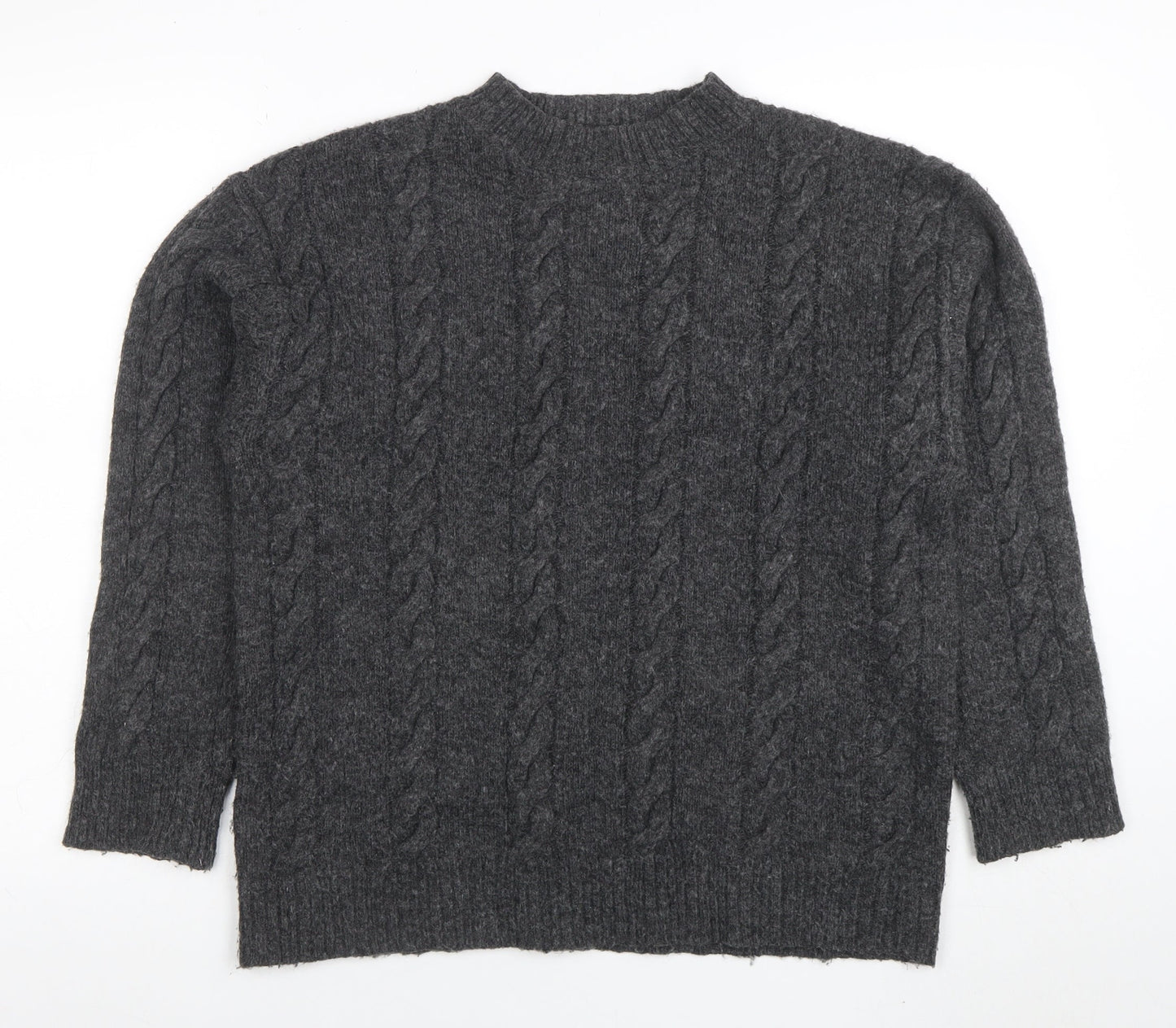 Collusion Women’s Grey Cable-Knit Crew Neck Jumper XS