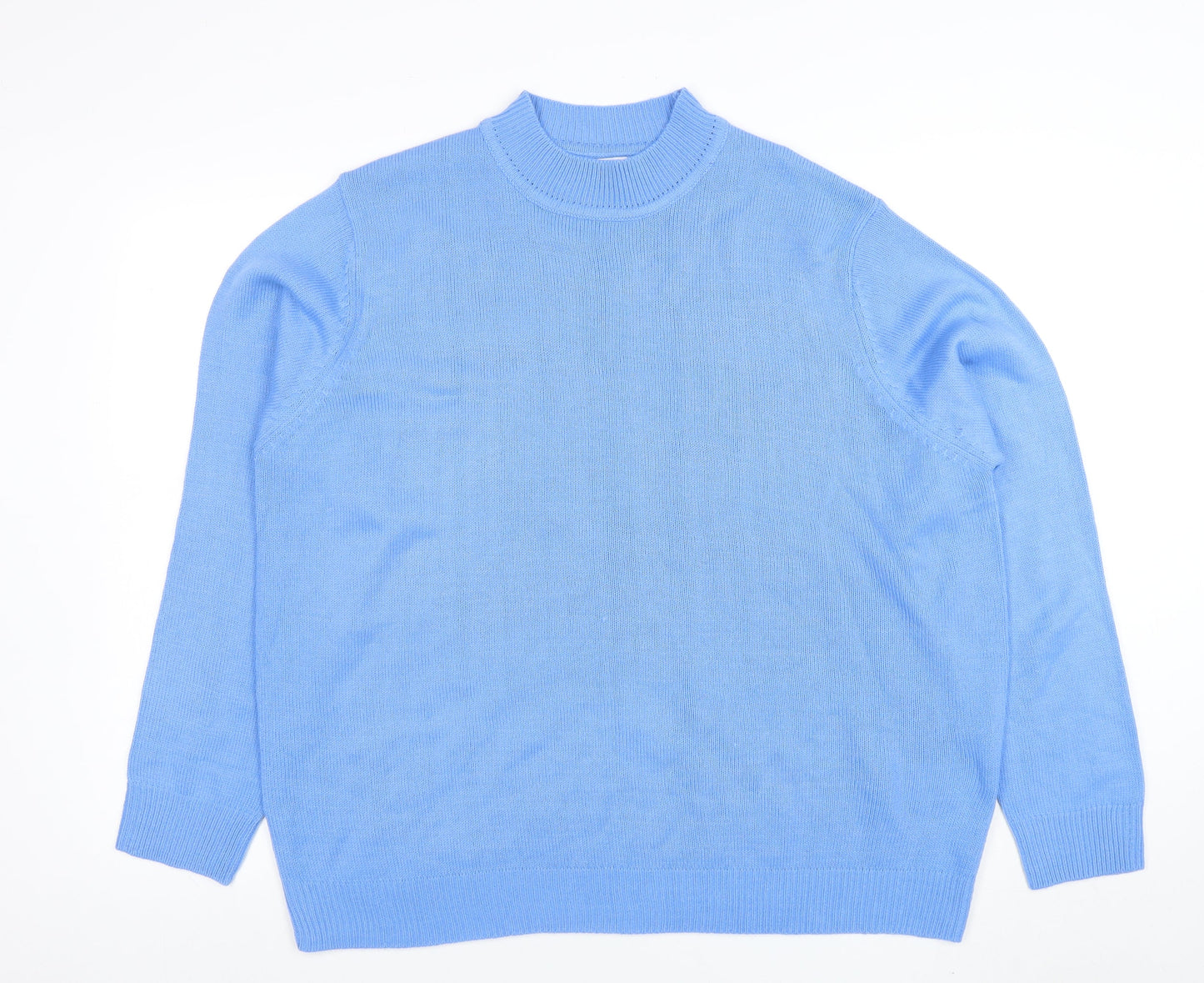 Damart Women's Blue Mock Neck Acrylic Jumper Size 2XL