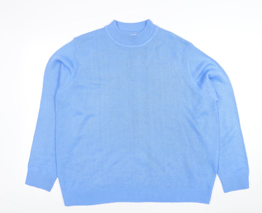 Damart Women's Blue Mock Neck Acrylic Jumper Size 2XL