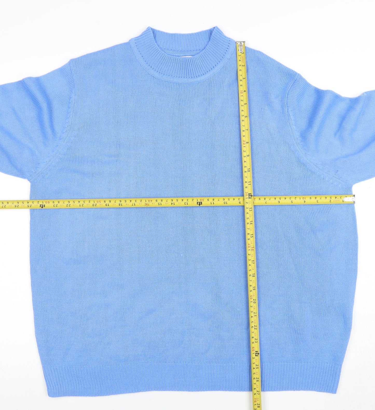 Damart Women's Blue Mock Neck Acrylic Jumper Size 2XL
