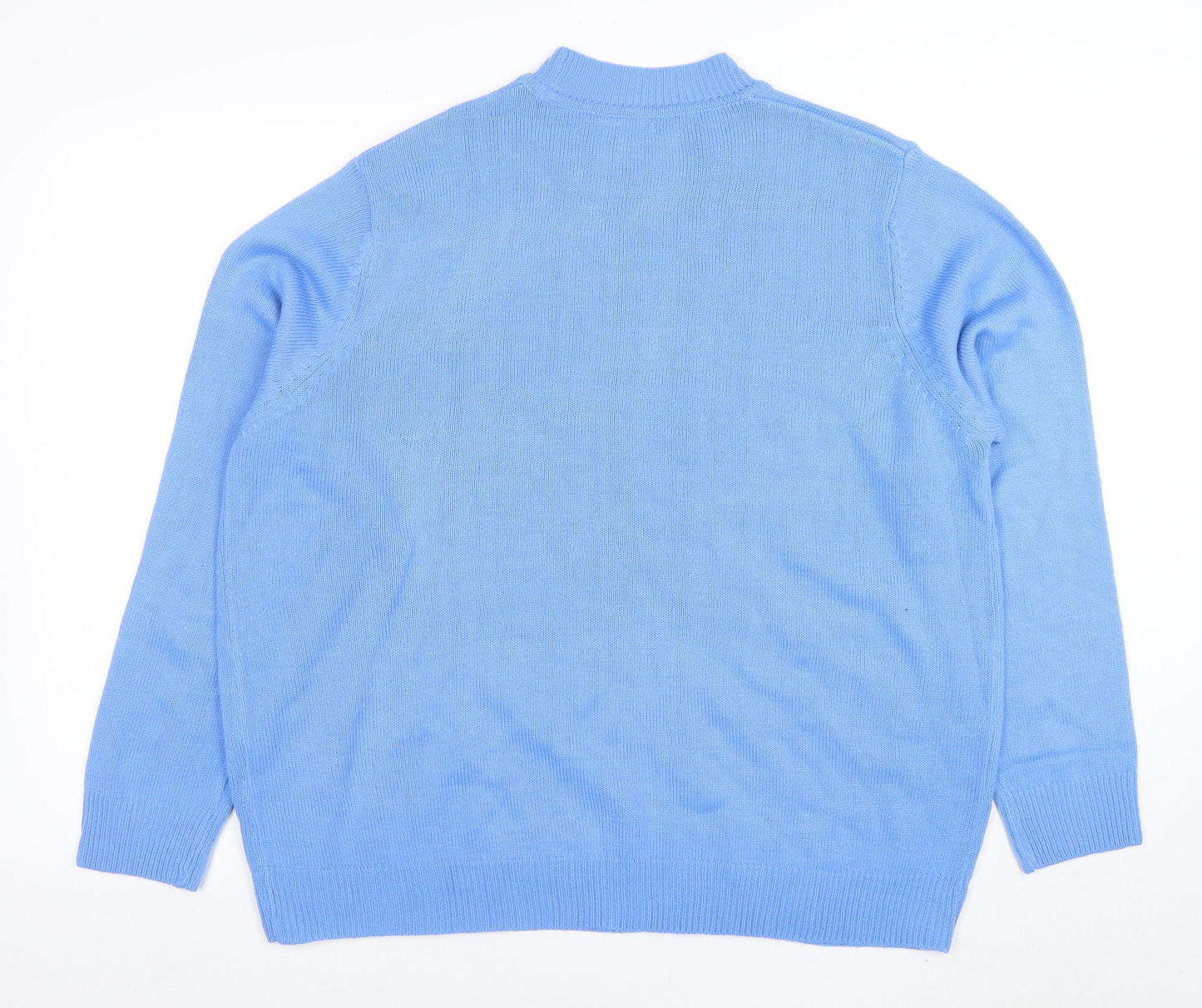 Damart Women's Blue Mock Neck Acrylic Jumper Size 2XL