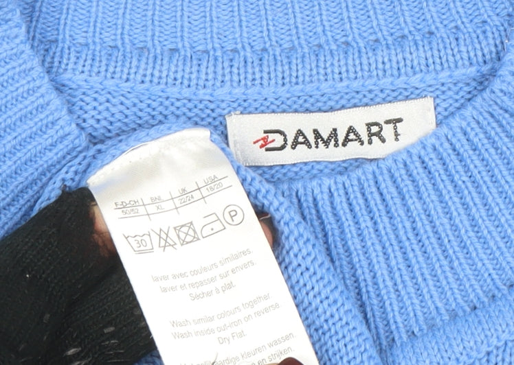 Damart Women's Blue Mock Neck Acrylic Jumper Size 2XL