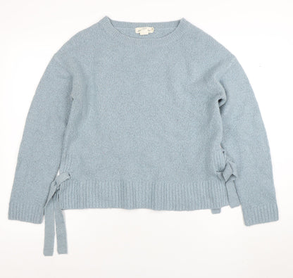 Additional front view of L.O.G.G. Women Blue Crew Neck Knit jumper, size 8