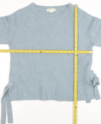 Back view of L.O.G.G. Women Blue Crew Neck Knit jumper, size 8