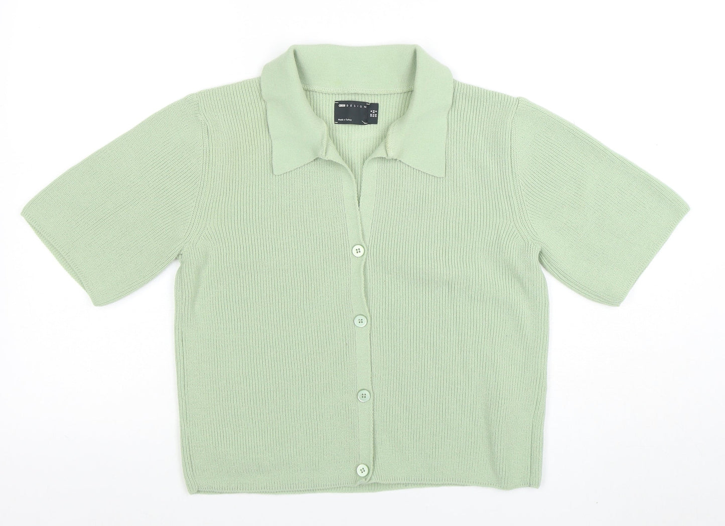 ASOS Design Women's Green Cardigan UK 6 Short Sleeve Collared Knit