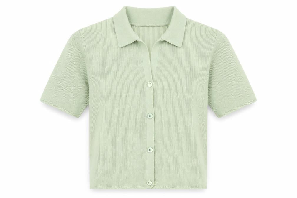 ASOS Design Women's Green Cardigan UK 6 Short Sleeve Collared Knit