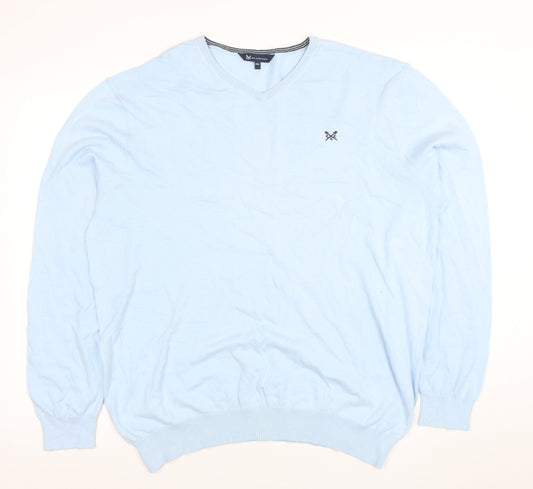Crew Clothing Company Mens Blue 2XL Cotton V-Neck Jumper
