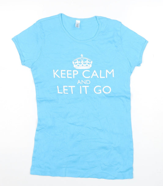 Bella Women's Blue Cotton Crew Neck Quote T-Shirt Size M