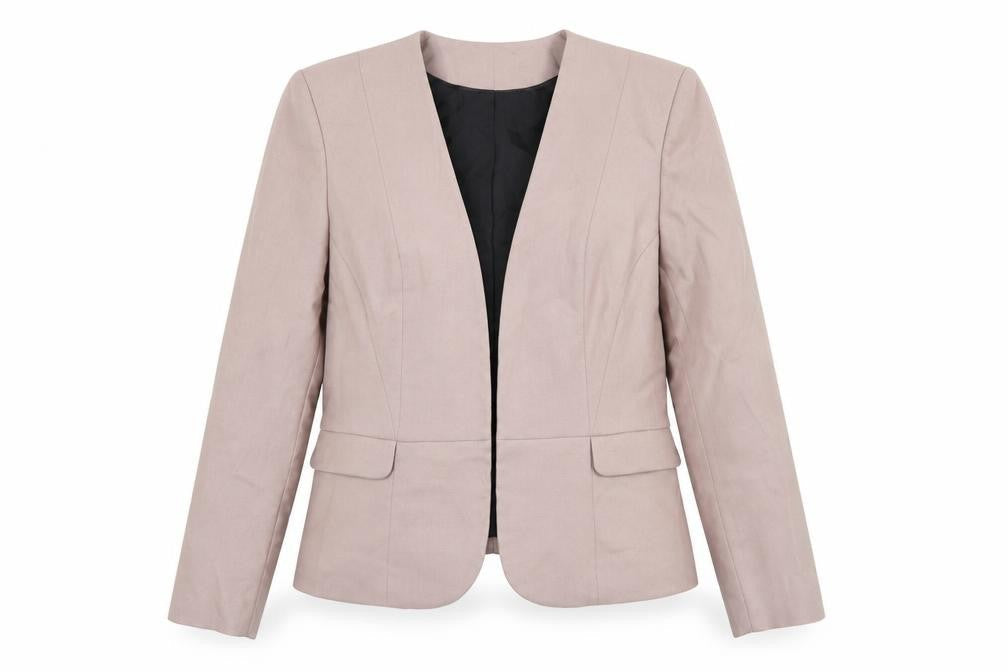 H&M Women Beige Tailored Suit Jacket Size 12 Regular Fit Blazer