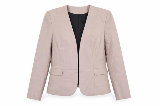 H&M Women Beige Tailored Suit Jacket Size 12 Regular Fit Blazer