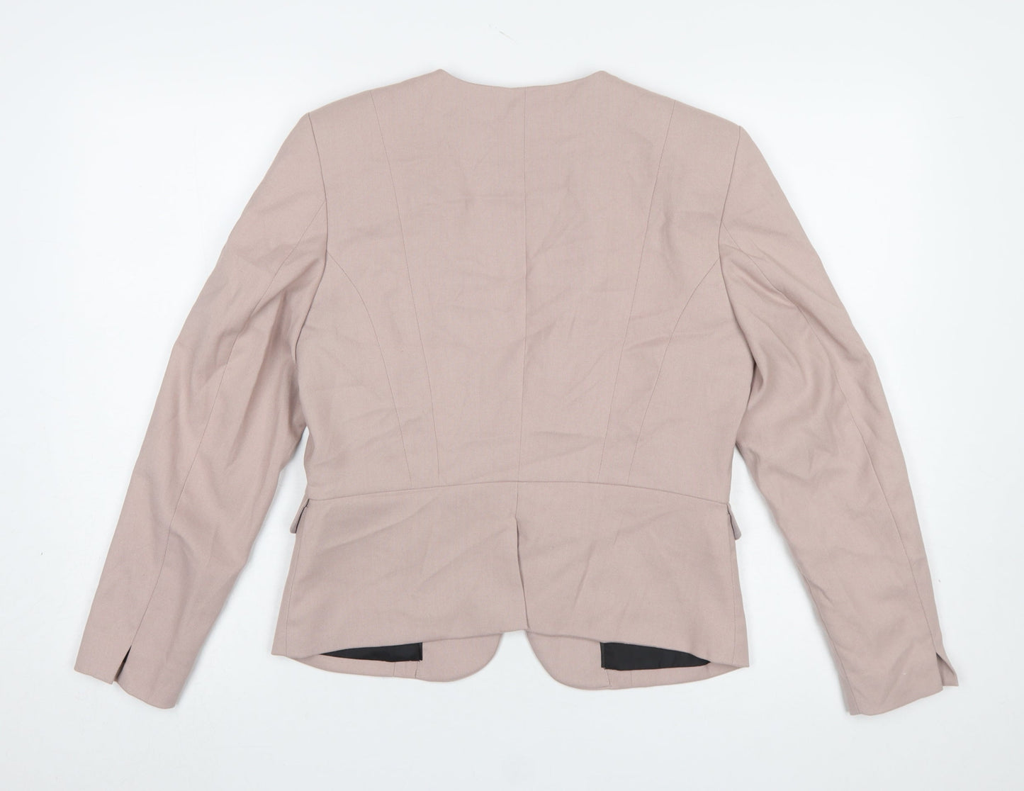 H&M Women Beige Tailored Suit Jacket Size 12 Regular Fit Blazer