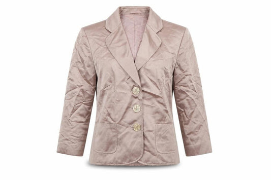 Minosa Petite Women’s Beige Linen Blend 3-Button Blazer UK 12