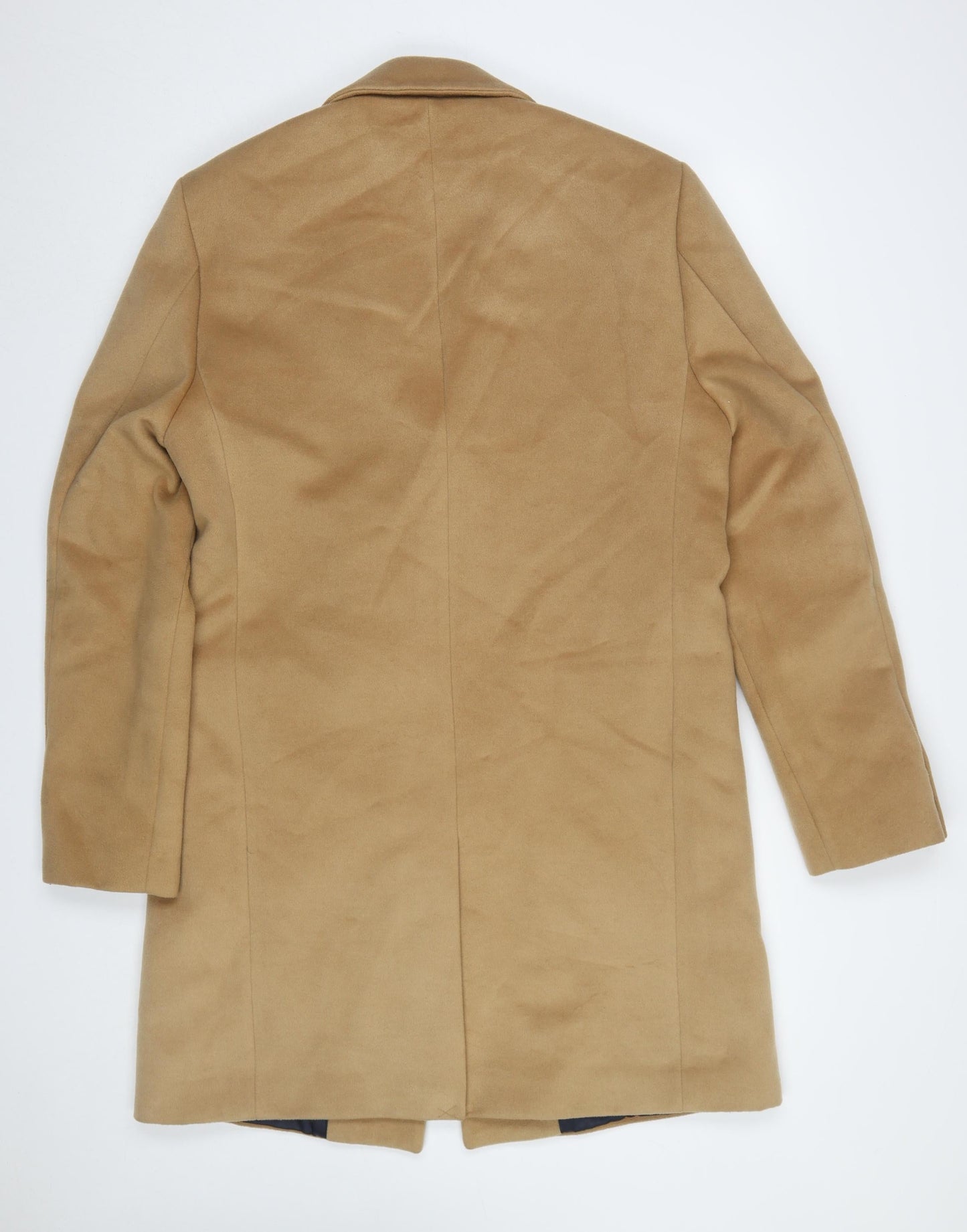 River Island Men's Beige L Mid-Length Overcoat Classic Formal Coat
