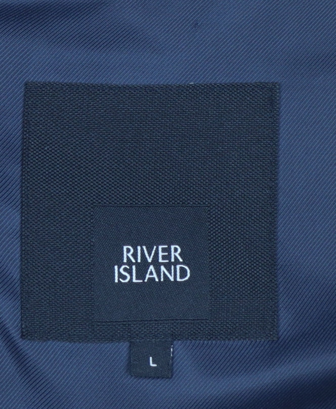 River Island Men's Beige L Mid-Length Overcoat Classic Formal Coat