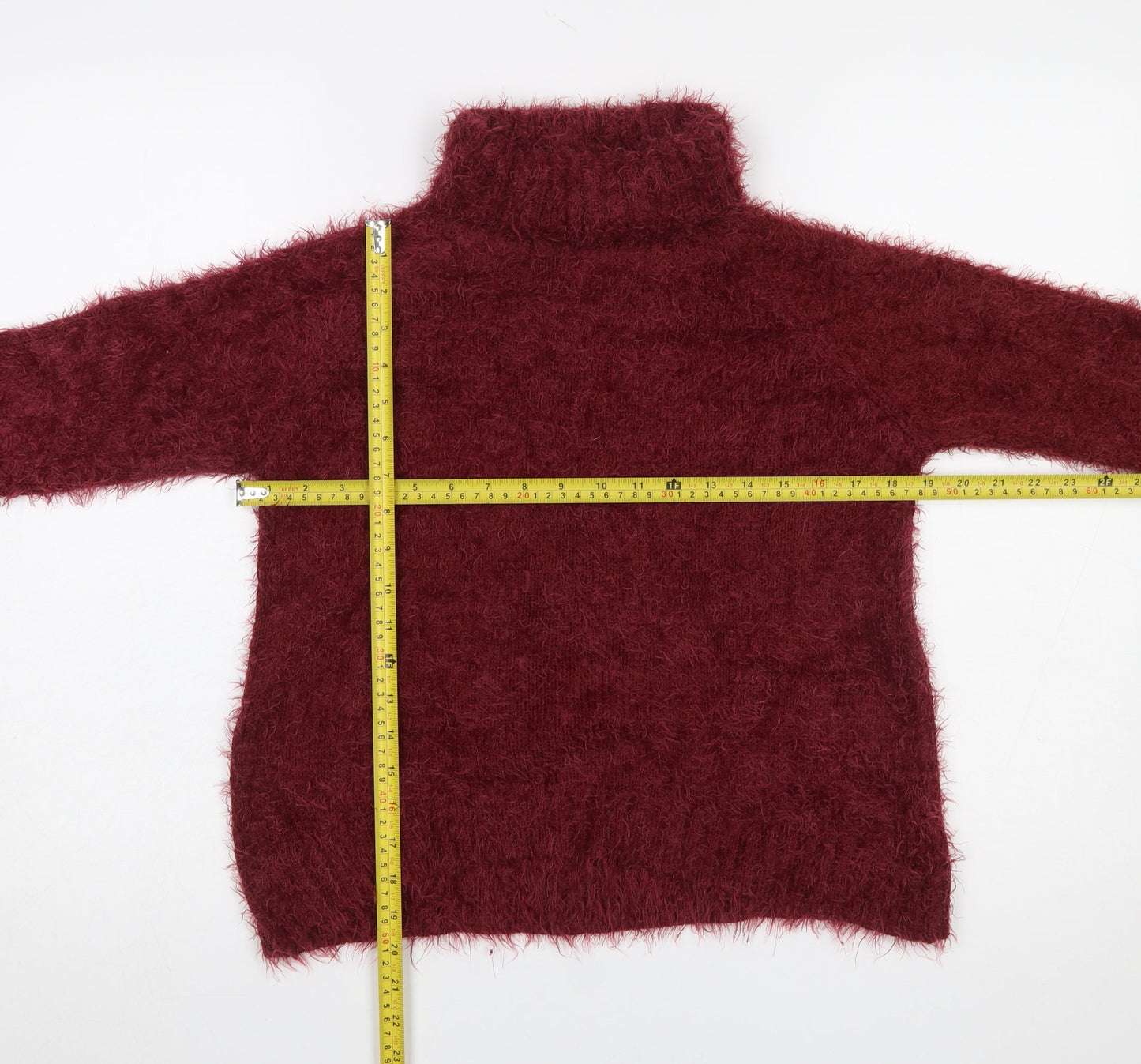 Goldie Women’s Red Roll Neck Fluffy Knit Jumper One Size