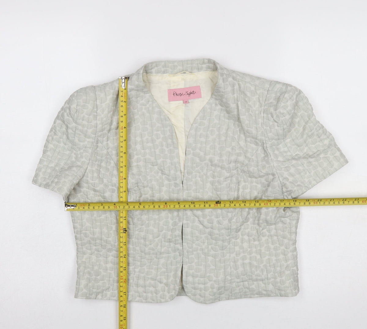 Phase Eight Women Grey Short Sleeve Cropped Suit Jacket Size 12