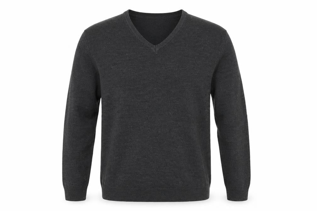 Marks & Spencer Men Grey V-Neck Acrylic Jumper Size L