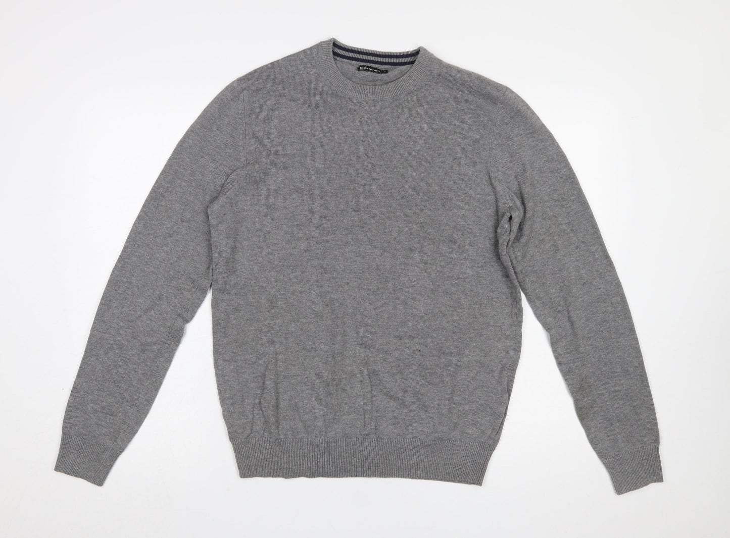 Inextenso Men's Grey Cotton Blend Crew Neck Jumper M Regular Fit