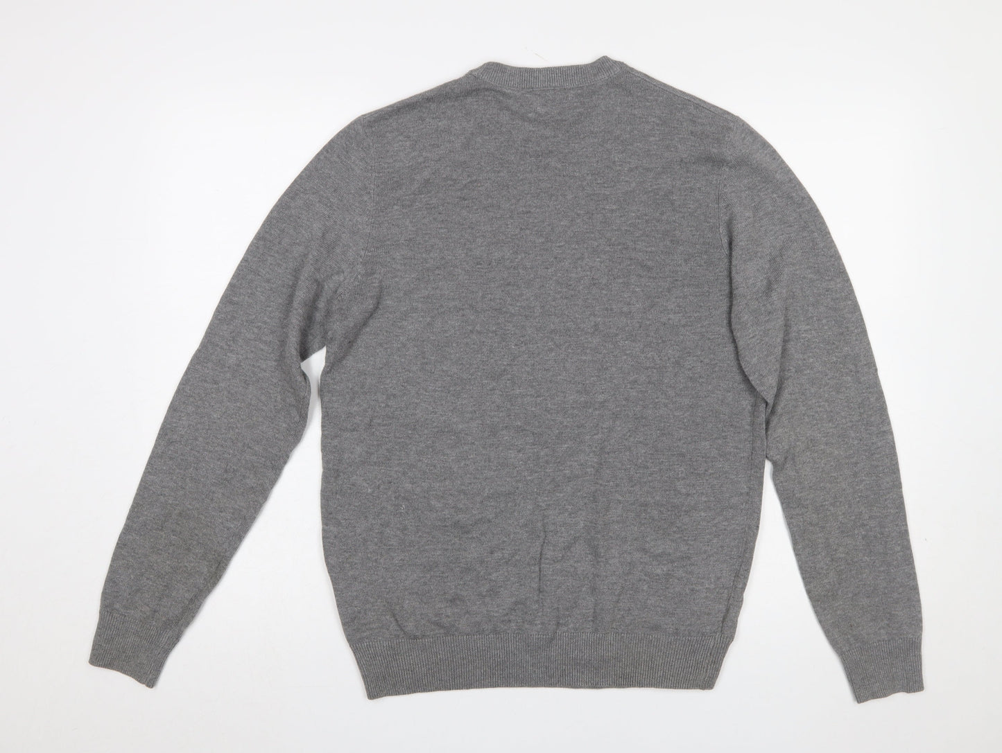 Inextenso Men's Grey Cotton Blend Crew Neck Jumper M Regular Fit