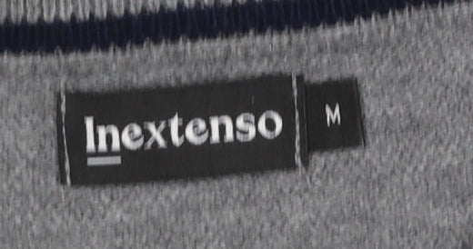 Inextenso Men's Grey Cotton Blend Crew Neck Jumper M Regular Fit