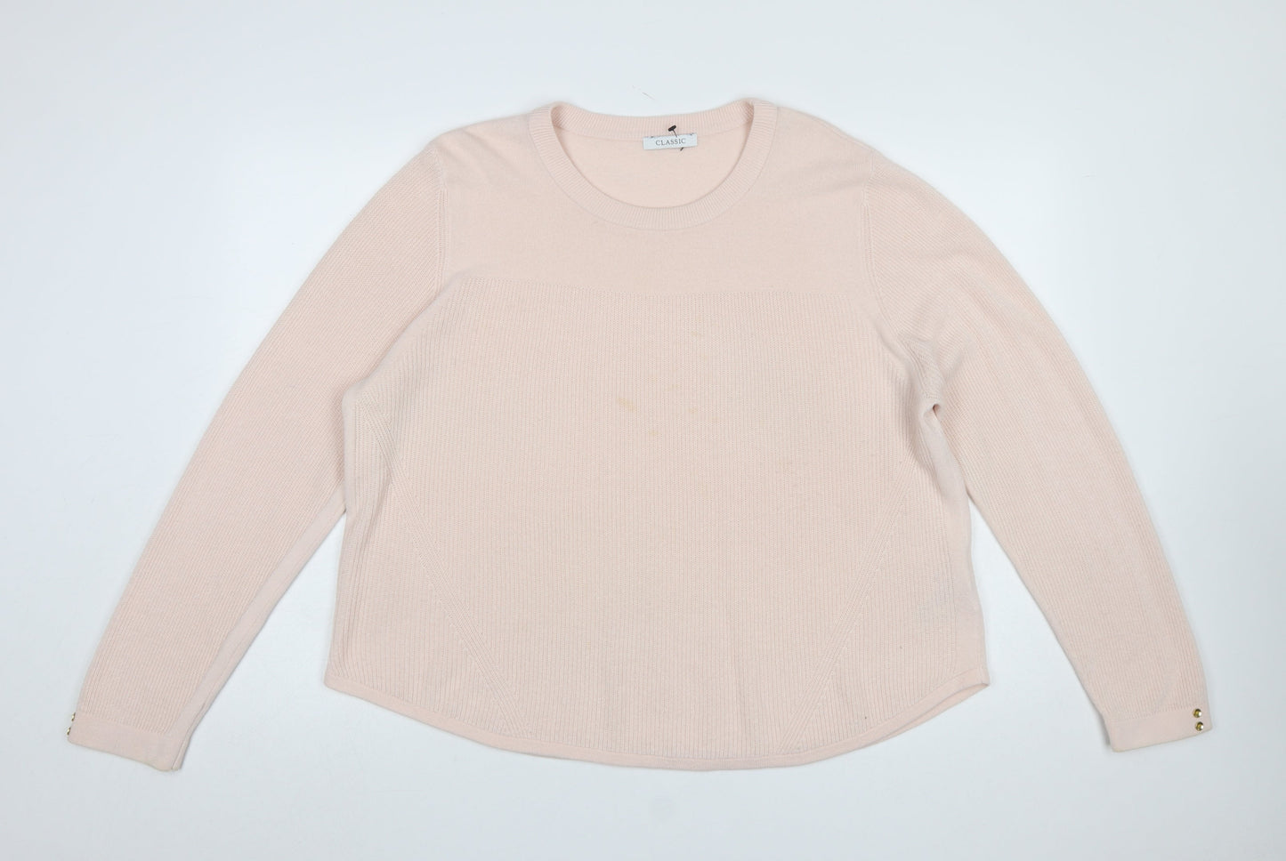 Marks and Spencer Womens Pink Crew Neck Long Sleeve Acrylic Jumper Size 20
