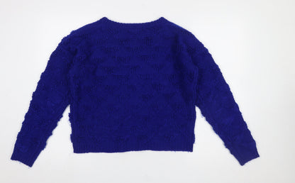 Close-up detail of Atmosphere Women's Blue Acrylic Knit Jumper, size 12