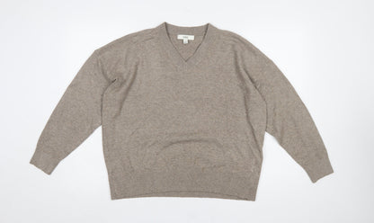 Marks & Spencer Womens Beige V-Neck Knit Pullover Jumper L