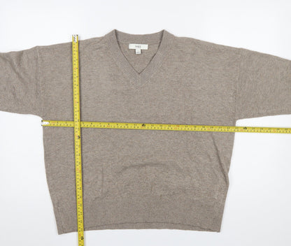Marks & Spencer Womens Beige V-Neck Knit Pullover Jumper L
