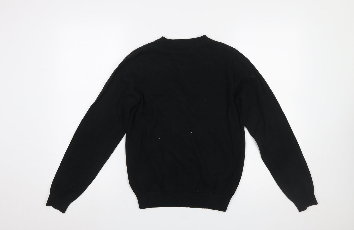 Marks and Spencer Girls Black Cotton V-Neck Cardigan 12-13 Years