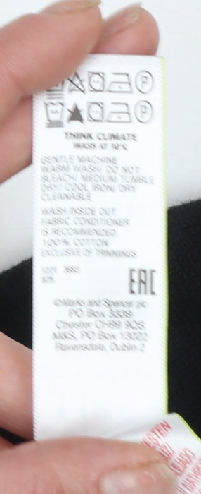 Marks and Spencer Girls Black Cotton V-Neck Cardigan 12-13 Years