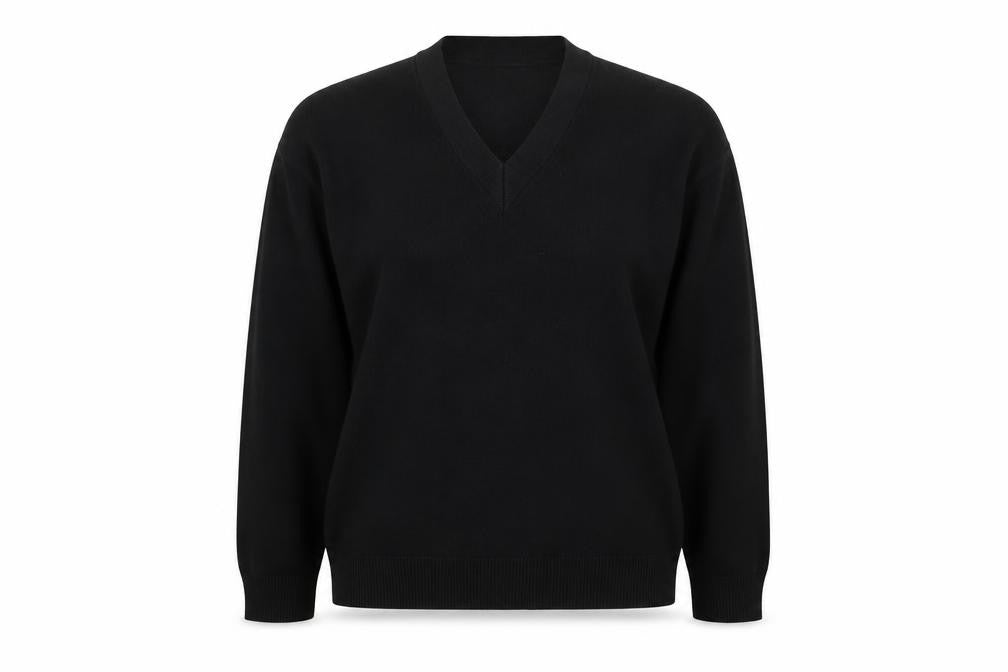 Marks & Spencer Womens Black V-Neck Cotton Jumper Size M