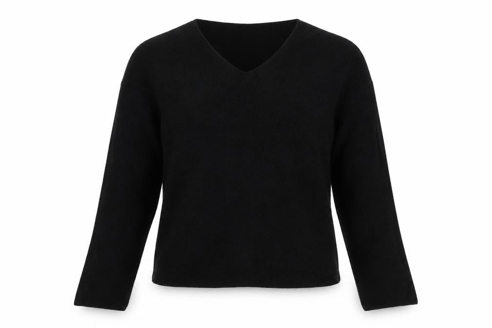 Uniqlo Womens Black Cotton V-Neck Long Sleeve Pullover Jumper M