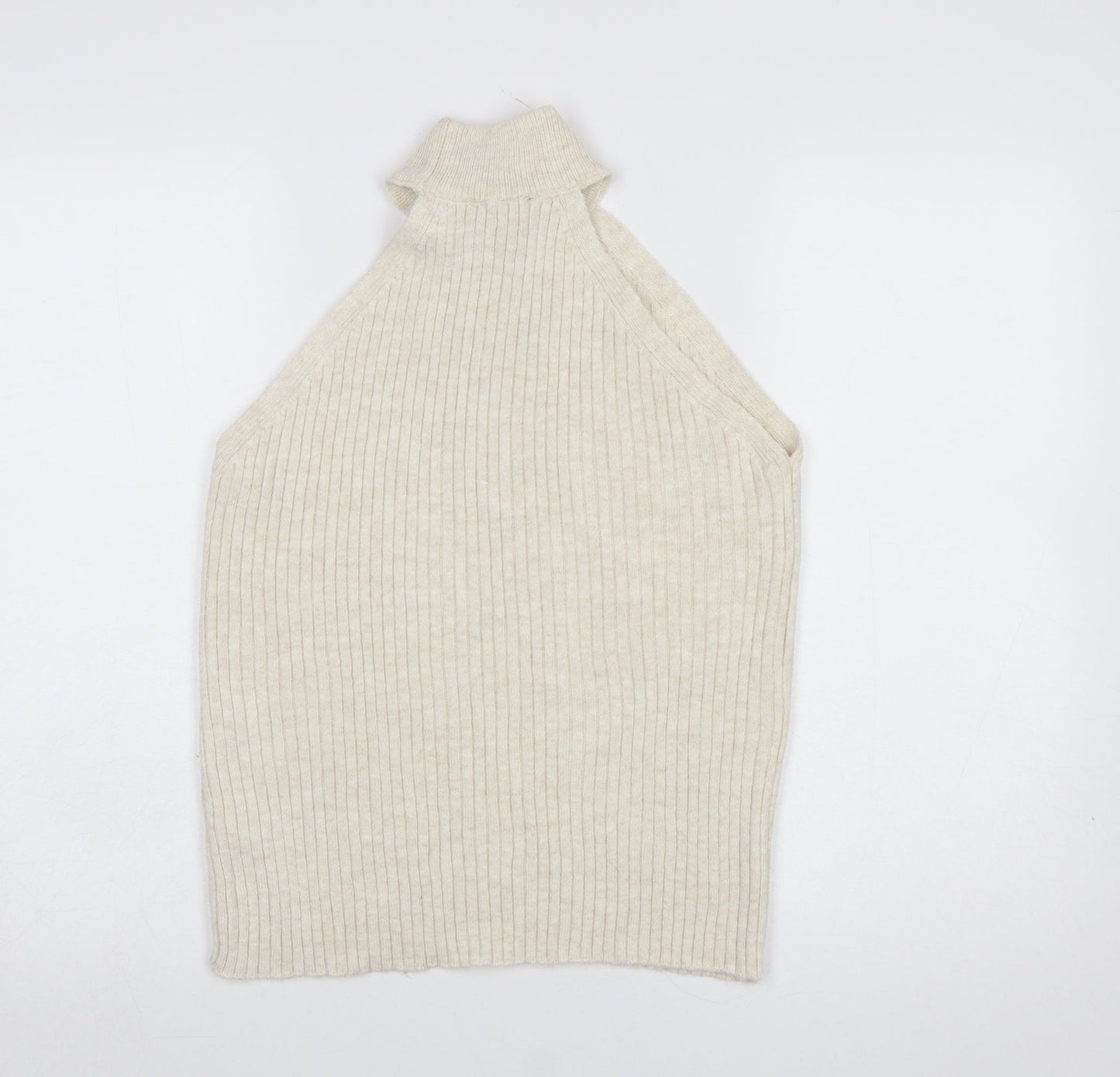 Dorothy Perkins Women’s Beige Sleeveless High Neck Ribbed Jumper UK 12