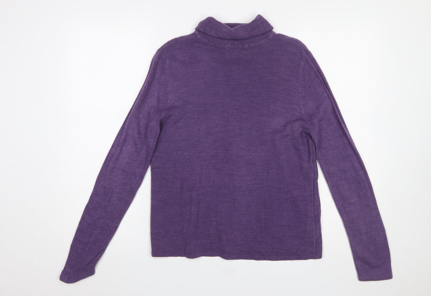 Requirements Women Purple Roll Neck Cable-Knit Jumper Size M Acrylic