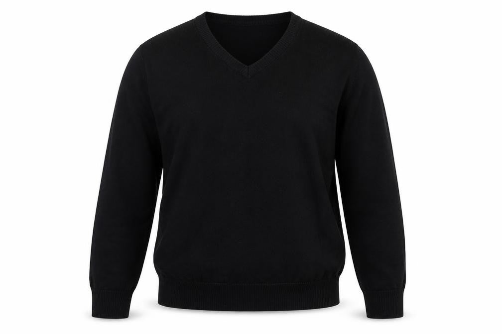 Hering Men's Black Cotton V-Neck Jumper Size S Classic Casual Knitwear