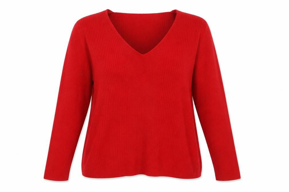 Marks & Spencer Women’s Red V-Neck Long Sleeve Acrylic Jumper UK 16