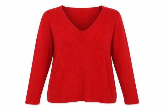 Marks & Spencer Women’s Red V-Neck Long Sleeve Acrylic Jumper UK 16